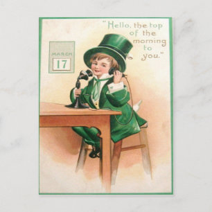 Postale Téléphone vintage de lutin Carte de la Saint-Patri
