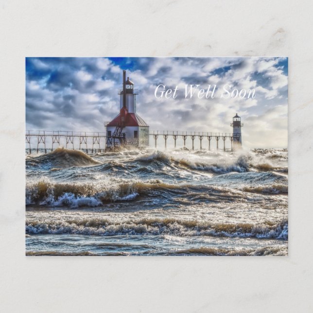 Postale Tempête au phare de St Joseph - Carte de vœux de r (Devant)