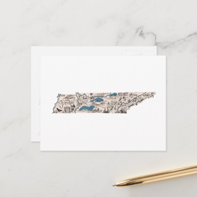 Postale Tennessee Carte d'image Vintage Antique Graphique  (Devant/Arrière en situation)