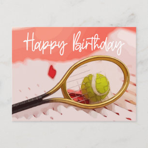 Postale Tennis Anniversaire avec balle pour la carte Joueu