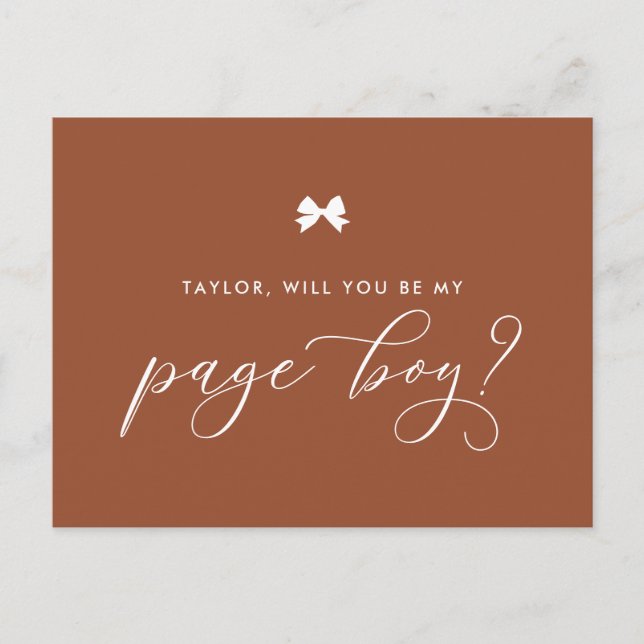 Postale Terracotta Ribbon Bow Serez-Vous Ma Page Carte Gar (Devant)