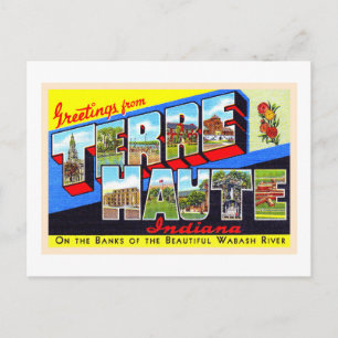 Postale Terre Haute Indiana Vintage Grande Lettre Carte po