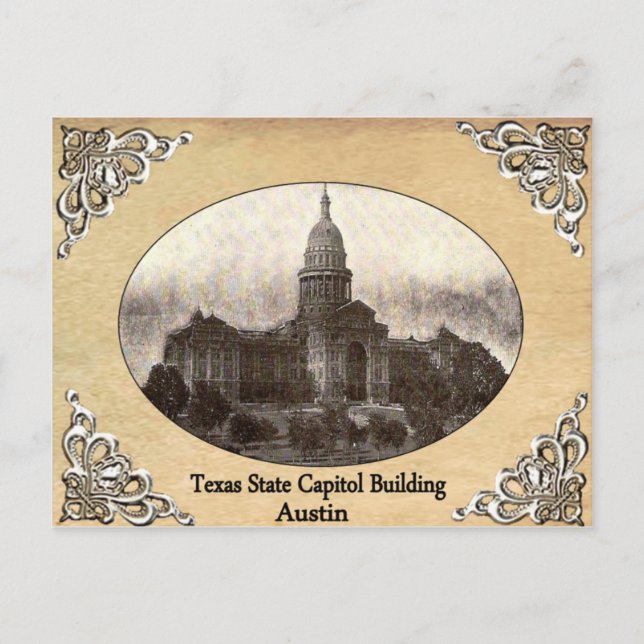Postale Texas State Capitol Construire une ancienne carte  (Devant)