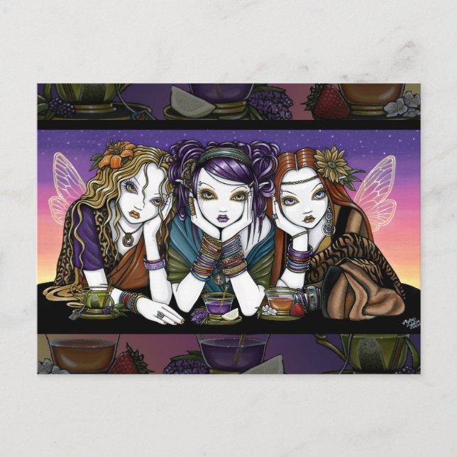 Postale Thé 4 Trois fées excentriques du Parti KiKi Carte  (Devant)