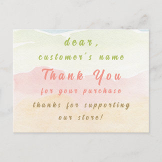 Postale thème carte de remerciements pastel