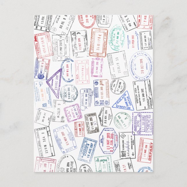 Postale Timbres de passeport mondiaux sur une carte postal (Devant)