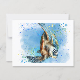 Postale Tortue de mer en conception océanique sur carte po