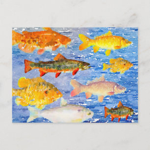 Postale Toute une quantité de poisson dans la mer Carte po