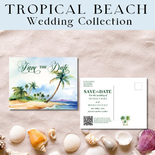 Postale Tropical Beach Wedding Enregistrer La Date Carte P