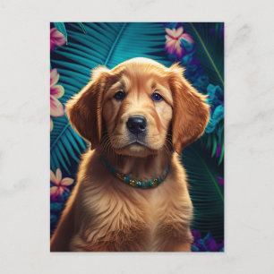Postale Tropical Island Golden Retriever Puppy - Carte pos