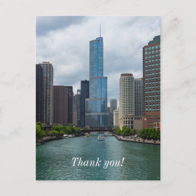 Postale Trump Tower Chicago River Carte de Remerciement (Devant)