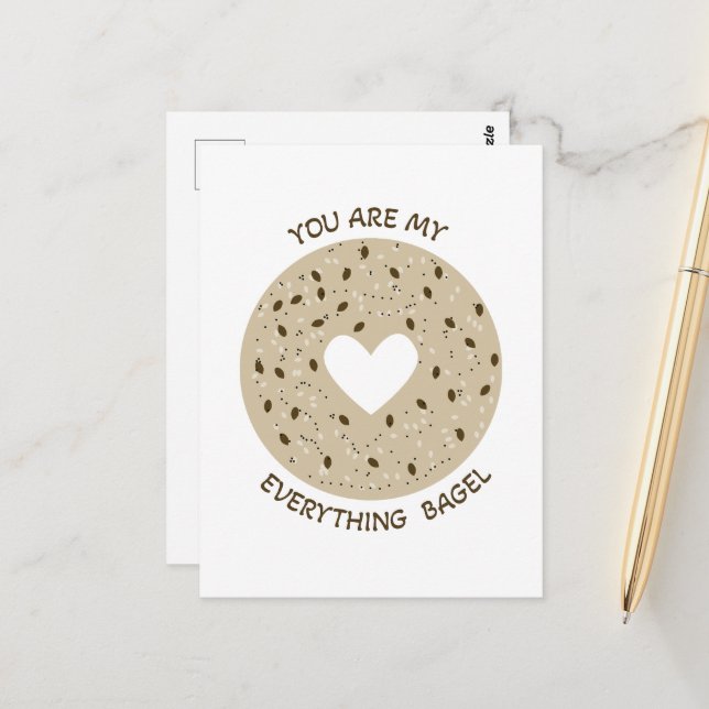 Postale Tu es mon bagel tout - Carte de la Saint-Valentin  (Devant/Arrière en situation)