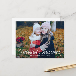 Postale typographie famille carte photo de noël