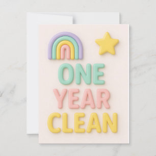 Postale Un an Sobriété propre NA sobre carte d'anniversair