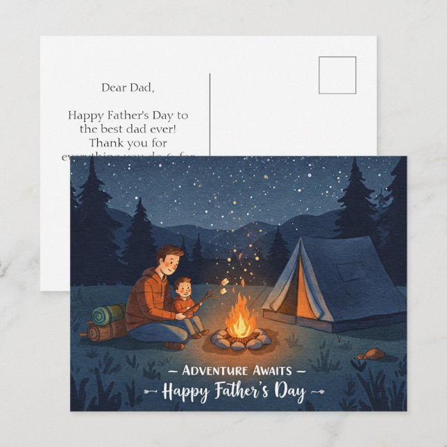 Postale un camping nocturne pour Fête des pères Carte post (Devant / Derrière)
