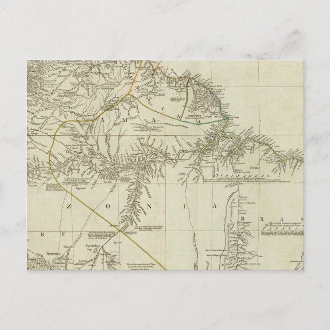 Postale Une carte de l'Amérique du Sud, section nord (Devant)