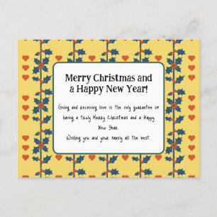 Postale une carte Joyeuse nouvelle année jaune v6/6