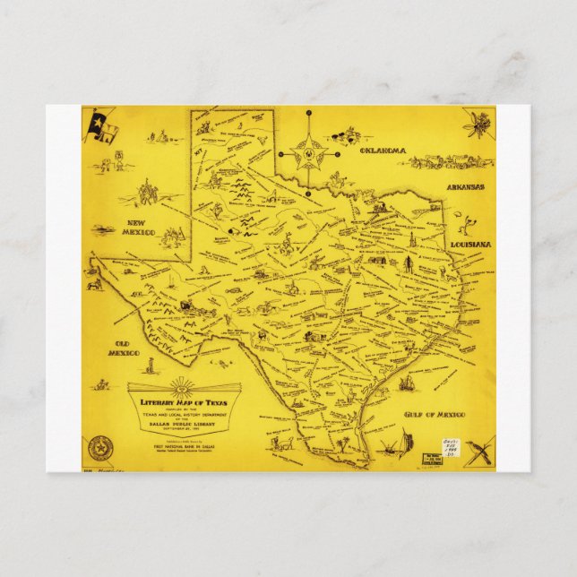 Postale Une carte littéraire du Texas par Dallas Pub Lib ( (Devant)