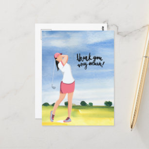 Postale Une femme golfeuse est carte de remerciements golf