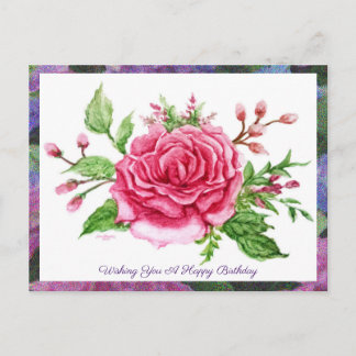 Postale Une rose est une carte de vœux rose