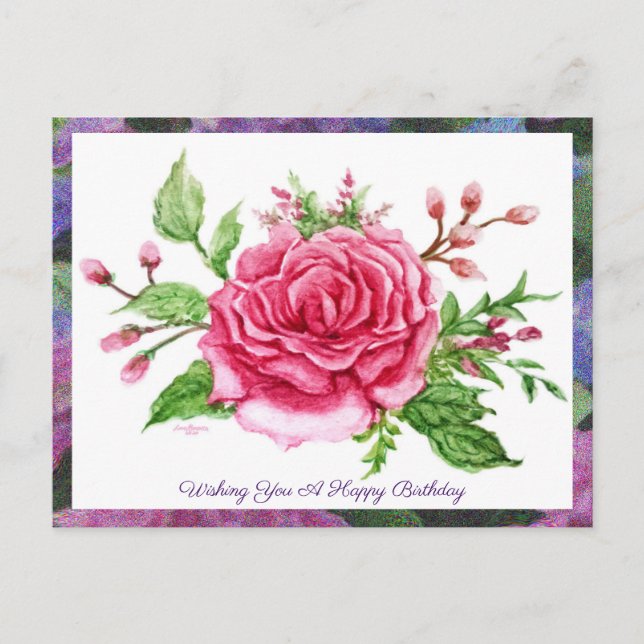 Postale Une rose est une carte de vœux rose (Devant)