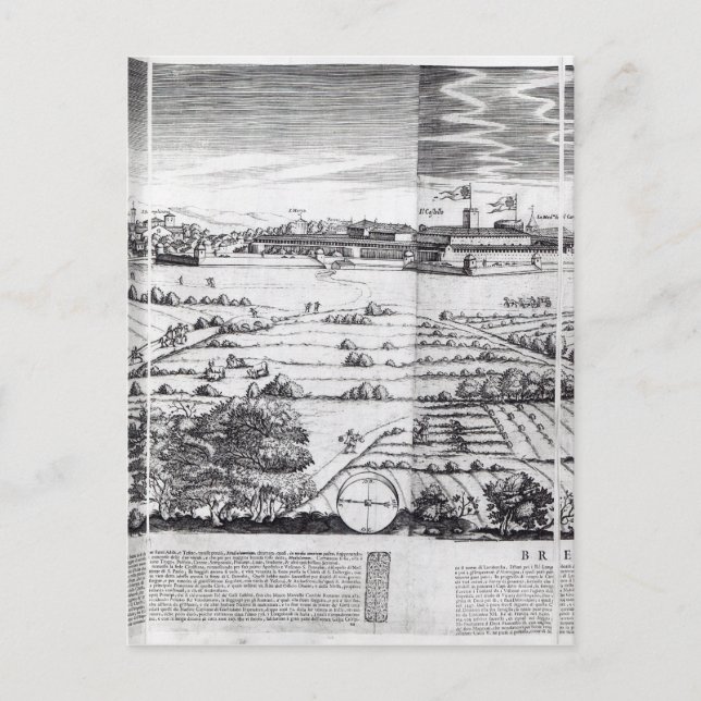 Postale Une section d'une carte de Milan, 1640 (Devant)