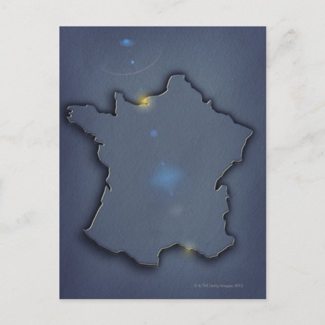 Postale Une simple carte bleue montrant la forme du contou (Devant)