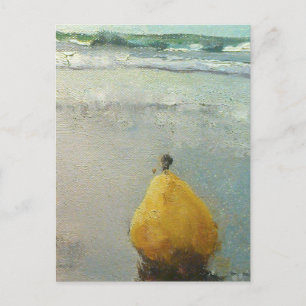 Postale UneJournéePoire en sortie à la plage avec carte po