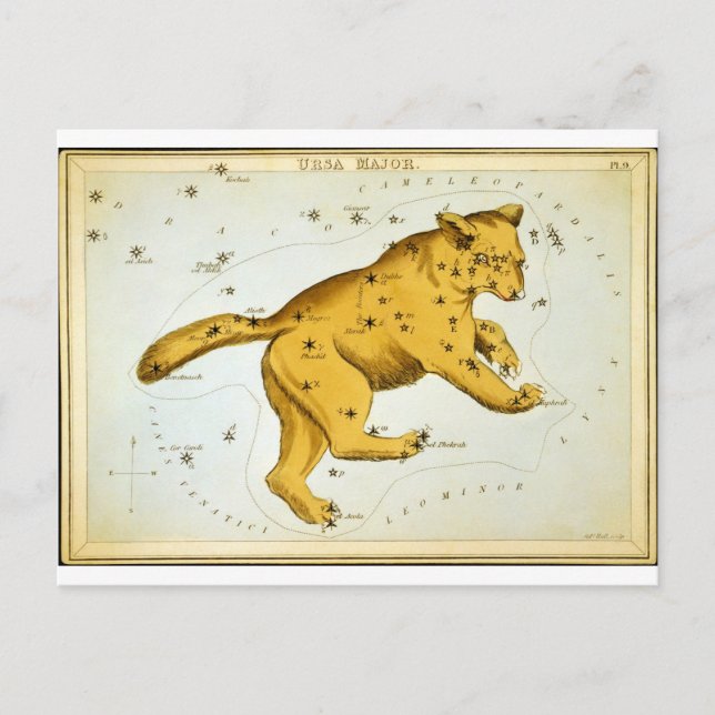 Postale Ursa Grande carte astronomique par Sidney Hall (Devant)