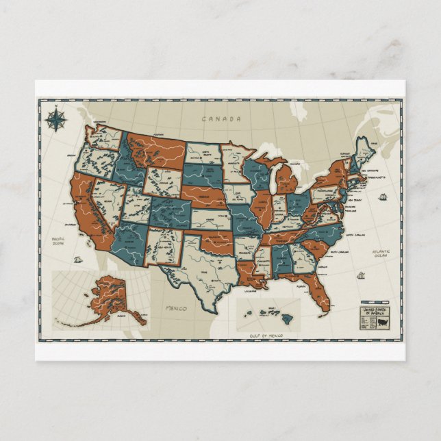 Postale USA - Carte Vintage (Devant)