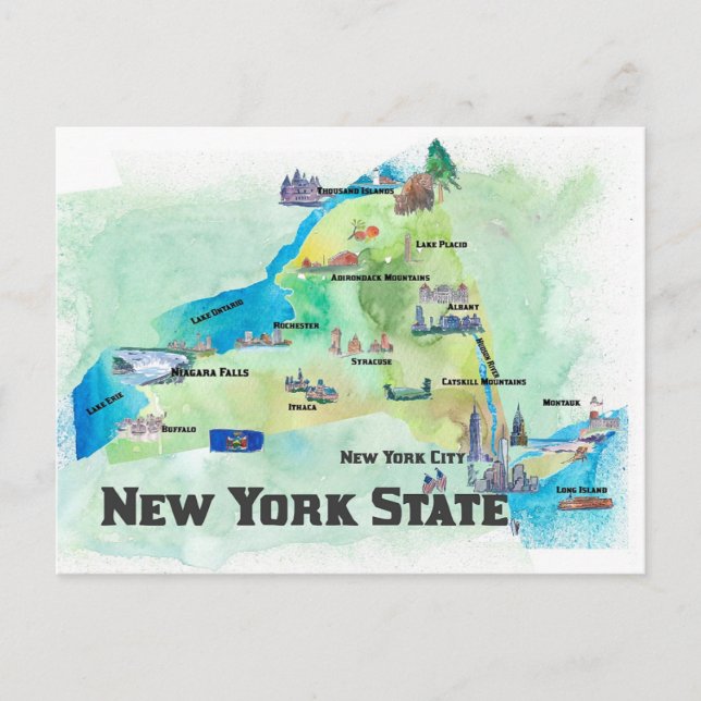 Postale USA New York State Travel Carte (Devant)