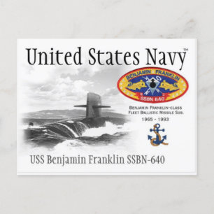 Postale USS BENJAMIN FRANKLIN SSBN-640 SUB. - Carte postal