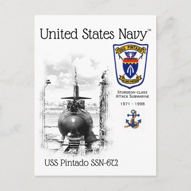 POSTALE USS PINTADO SSN-672 ATTACK SUBMARINE - CARTE POSTA (Devant)