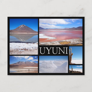 Postale Uyuni multiple image collage noir texte carte post