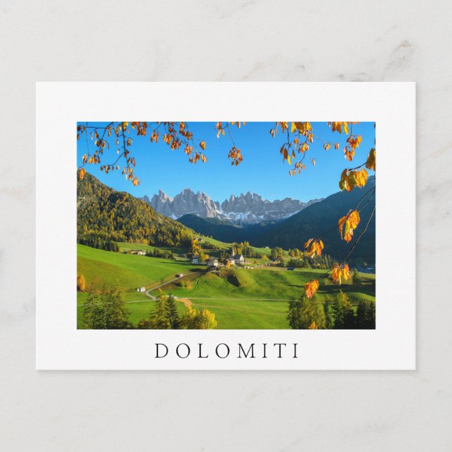 Postale Val di Funes vallée avec feuilles d'automne carte  (Devant)