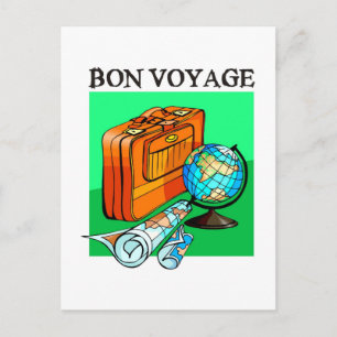 Postale Valise, valise, carte et globe : Bon Voyage!