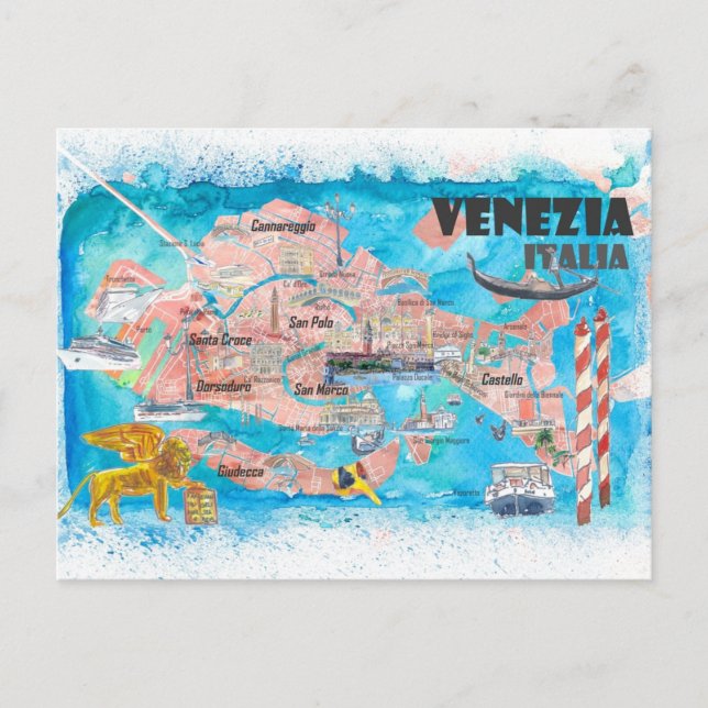Postale Venise Italie Carte Illustrée  (Devant)