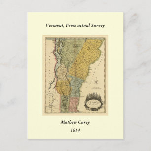Postale Vermont, De l'enquête réelle - Carte Vintage 1814