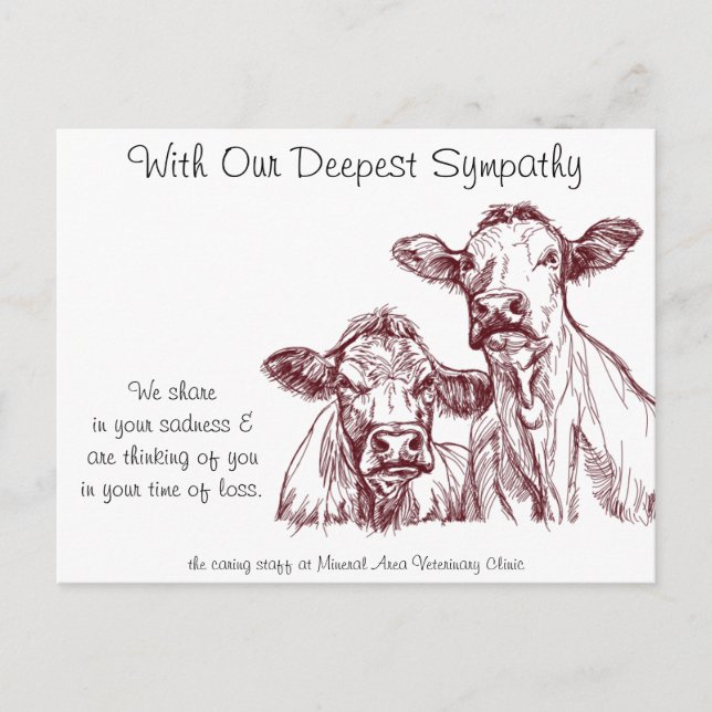 Postale Vétérinaire Carte de Sympathie Vaches bétail (Devant)
