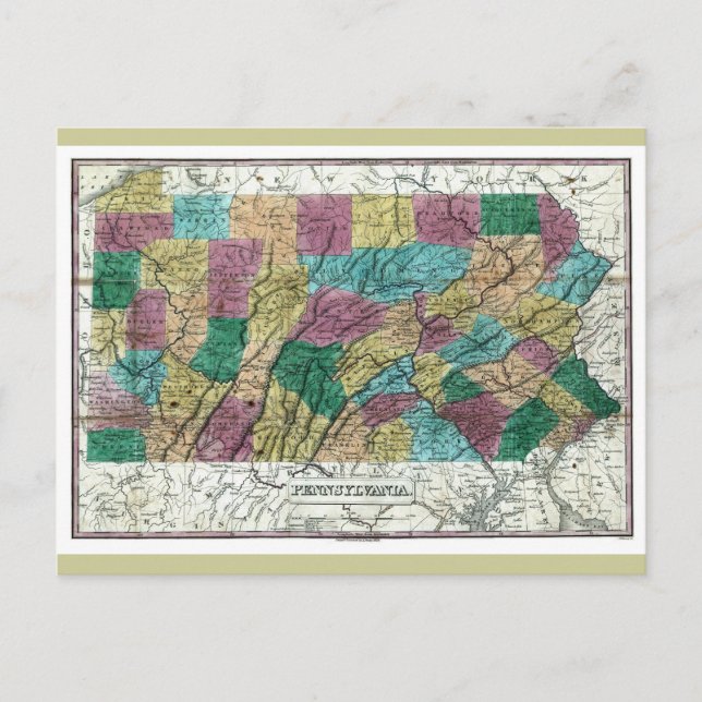 Postale Vieille carte 1829 de la Pennsylvanie (Devant)