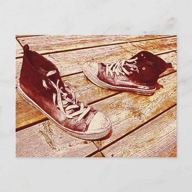 Postale vieilles chaussures - lancez vos chaussures carte  (Devant)