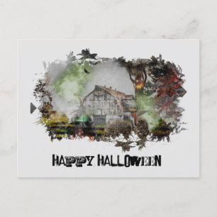 Postale *~* VIEUX BARN ÉFFRAYANT GHOST HALLOWEEN Carte pos