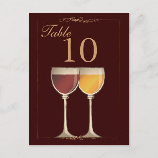 Postale Vieux Monde Rouge & Blanc Verre Table Numéro Carte