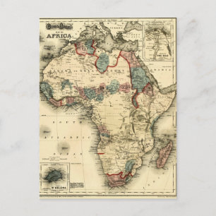 Postale Viintage 1874 Carte de l'Afrique Antique africaine