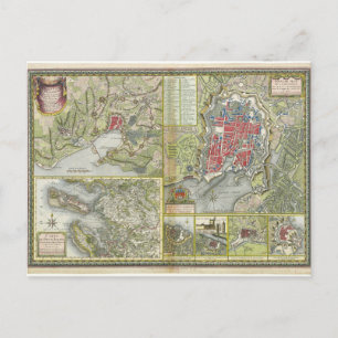 Postale Ville de La Rochelle Carte Siège en 1627-28 et 177
