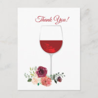 vin rouge, carte de remerciement