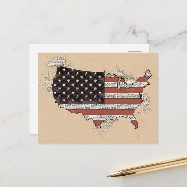 Postale Vintage Antique USA Souvenir Drapeau Voyage Carte  (Devant/Arrière en situation)