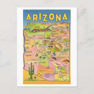 Postale Vintage Arizona Carte Voyage