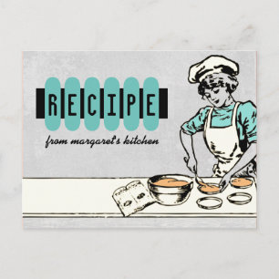 Postale Vintage boulangerie fille chef gâteau carte de rec
