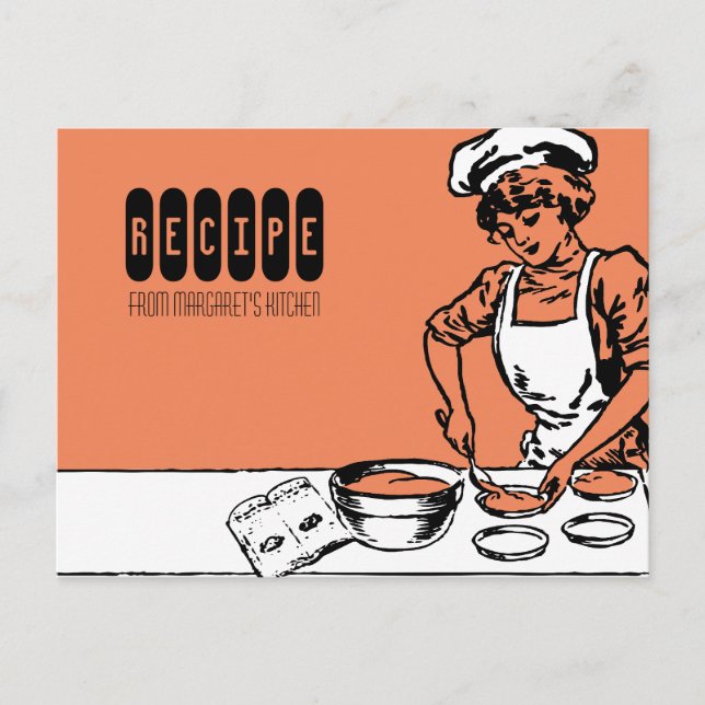 Postale vintage boulangerie fille cuisson cuisine carte de (Devant)